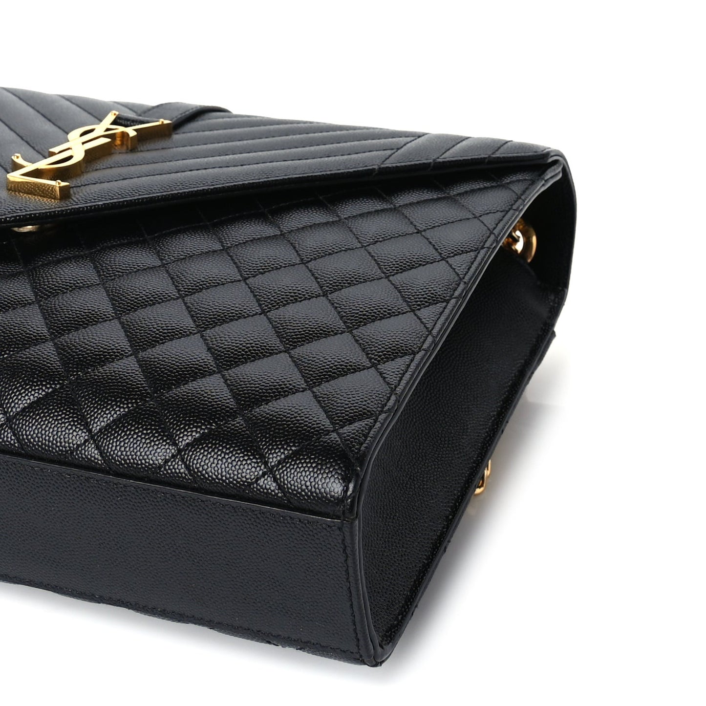 Grain De Poudre Textured Mixed Matelasse Large Triquilt Monogram Satchel Black