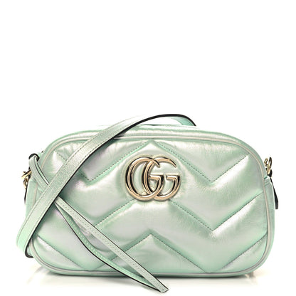 Gucci Iridescent Nappa Chevron Matelasse Small GG Marmont Chain Shoulder Bag Iridescent Salvy Green 1 of 7