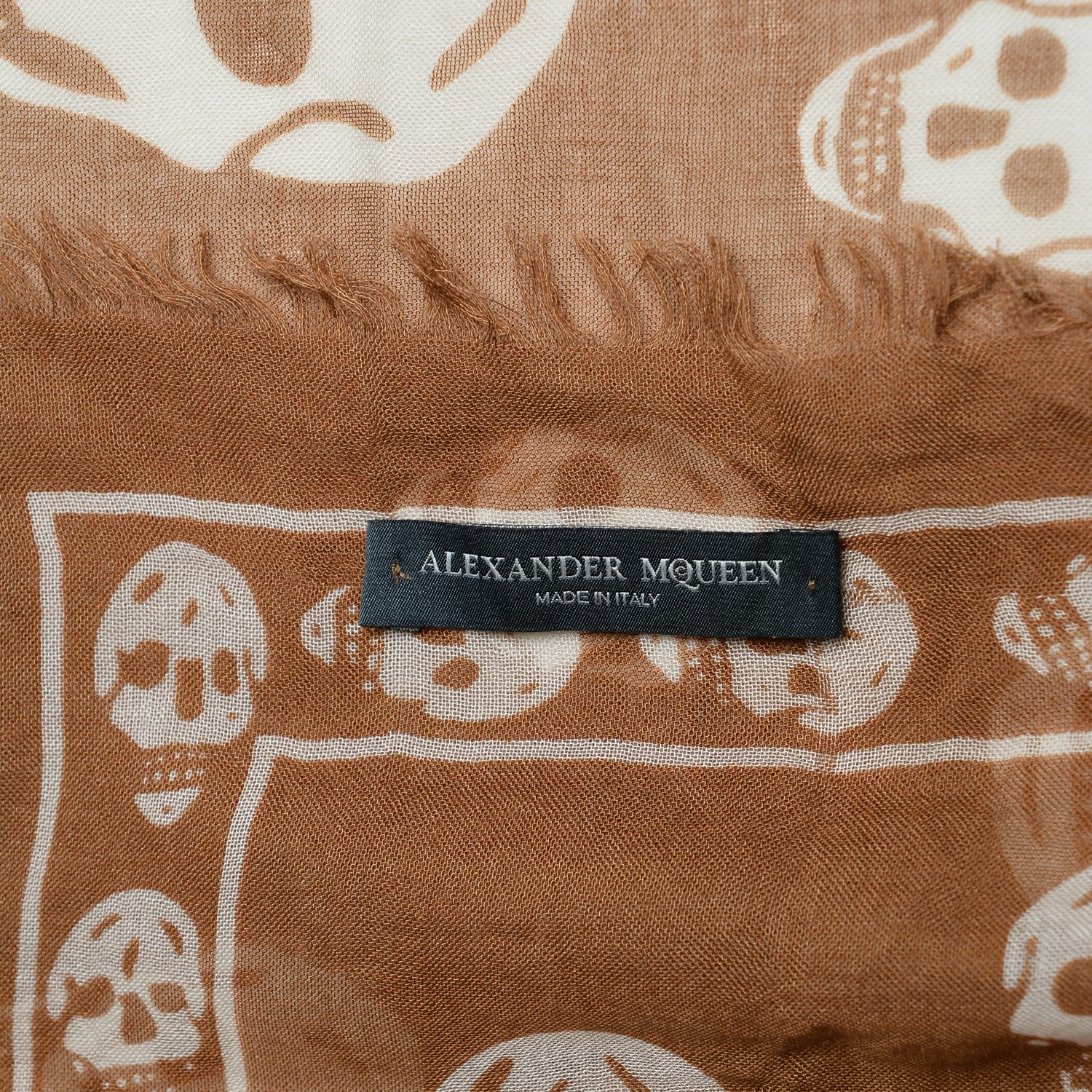Alexander McQueen Modal Cashmere Skull Shawl Light Brown 5 of 5