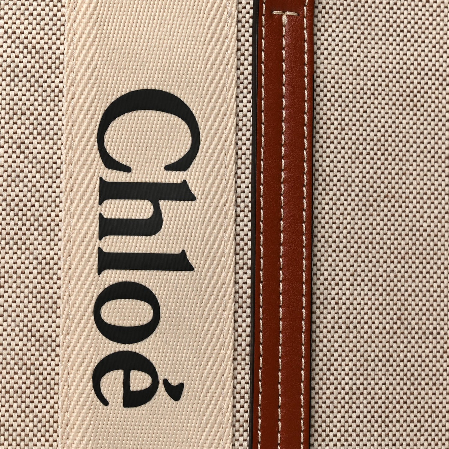 Cotton Calfskin Large Woody Ribbon Tote White Brown