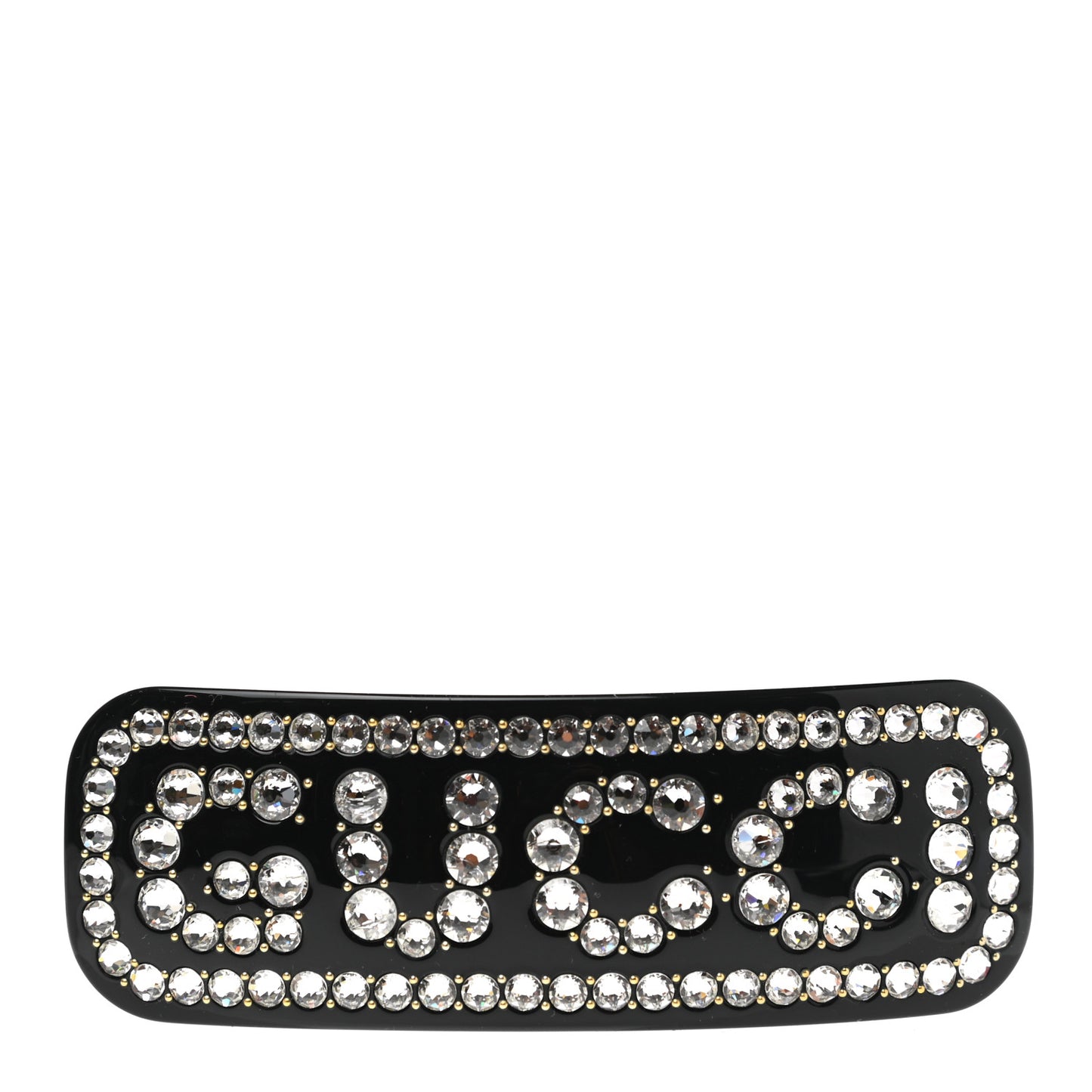 Resin Crystal Single Hair Barrette Black