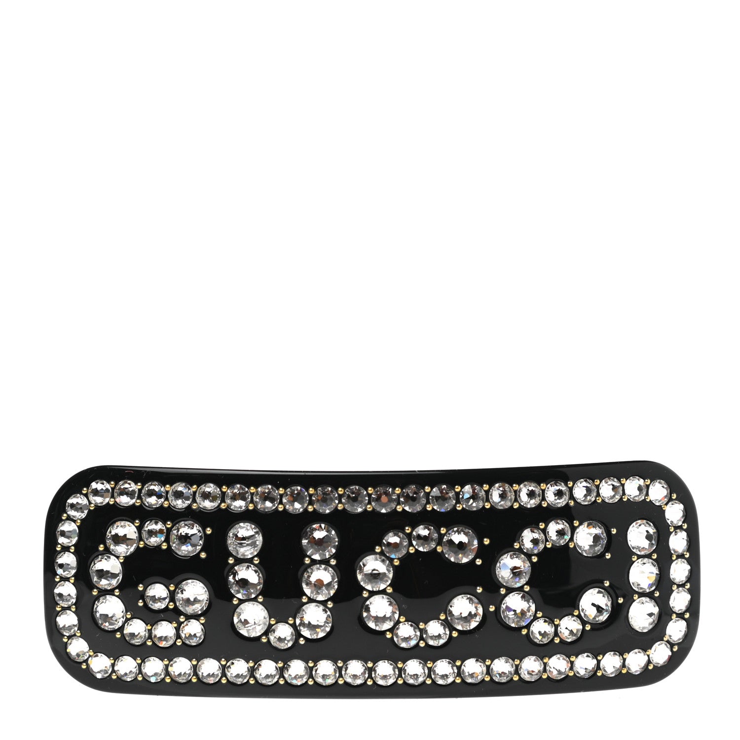 Gucci Resin Crystal Single Hair Barrette Black 1 of 4