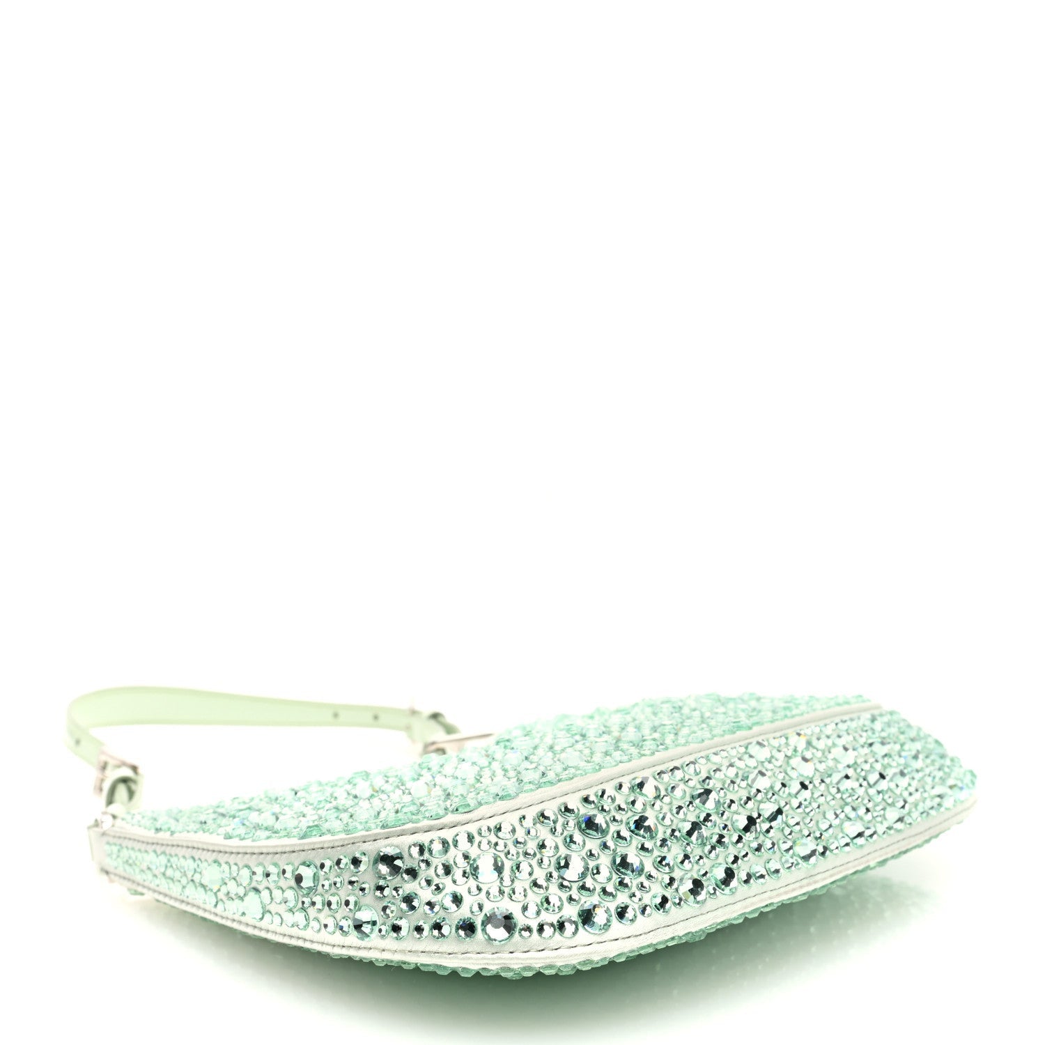 Prada Satin Crystal Cleo Adjustable Strap Shoulder Bag Acqua 4 of 7