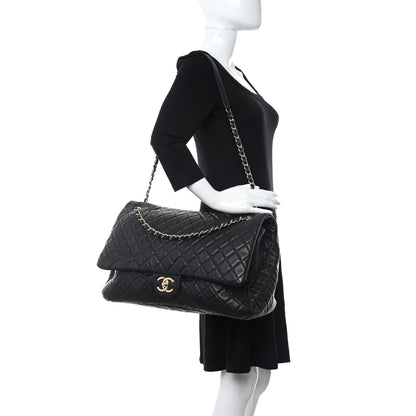 Chanel Calfskin Quilted XXL Travel Flap Bag Black 2 of 9