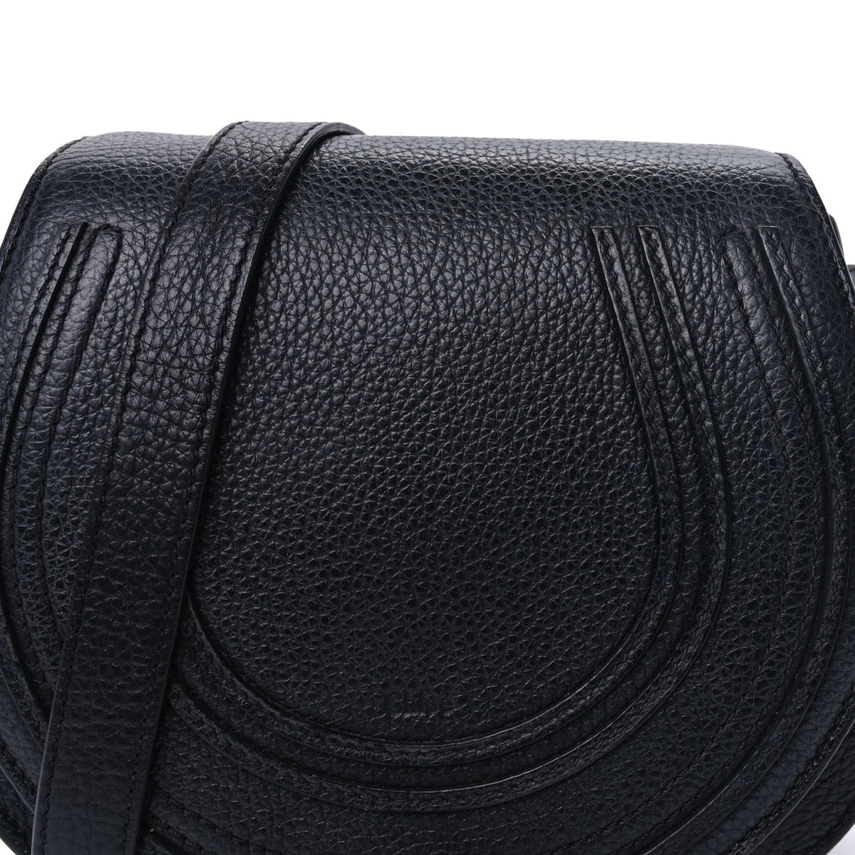 Calfskin Mini Marcie Round Crossbody Bag Black