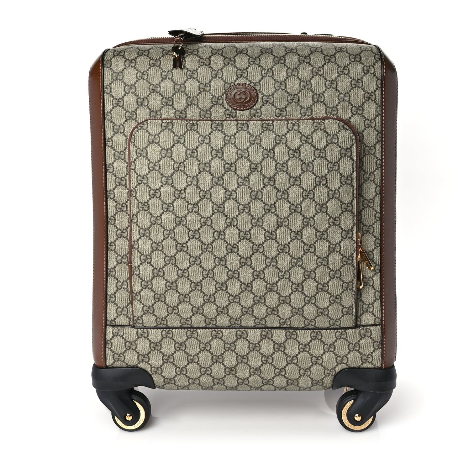 GG Supreme Monogram Azalea Calfskin Retro Interlocking G Carry On Trolley Brown Sugar