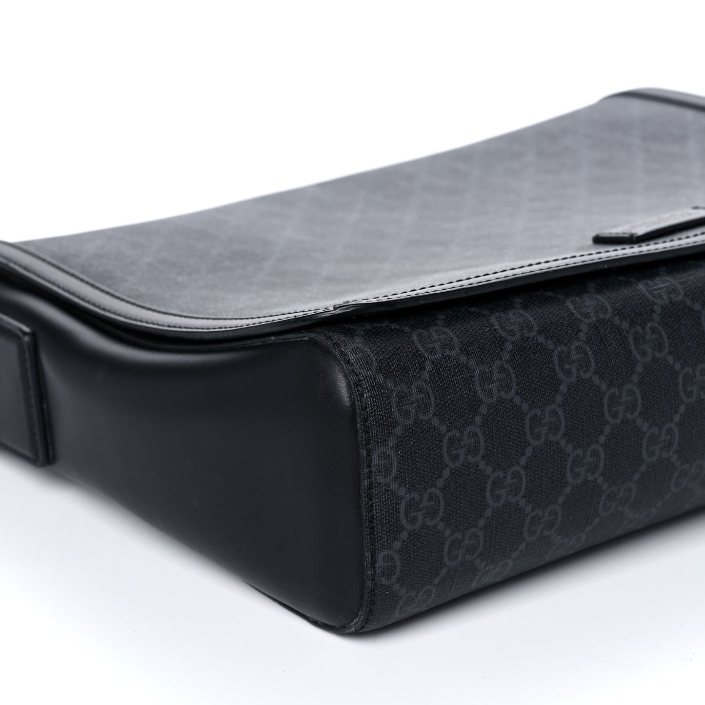 GG Supreme Monogram Web Flap Messenger Bag Black Grey