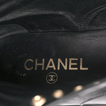 Chanel Lambskin Quilted Lace Up Combat Boots 37 Black 8 of 12