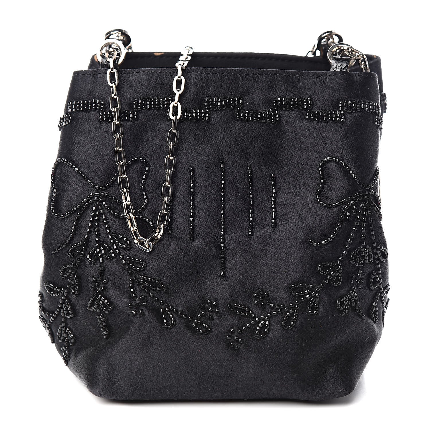 Valentino Garavani Satin Sequin Embellished Micro Shopping Bag Black 1 of 13