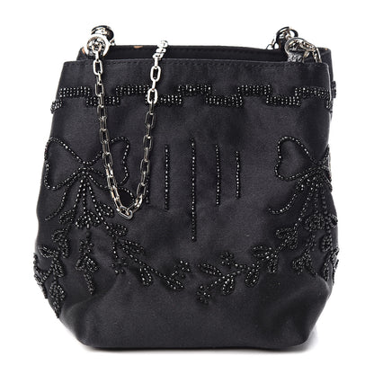 Valentino Garavani Satin Sequin Embellished Micro Shopping Bag Black 1 of 13