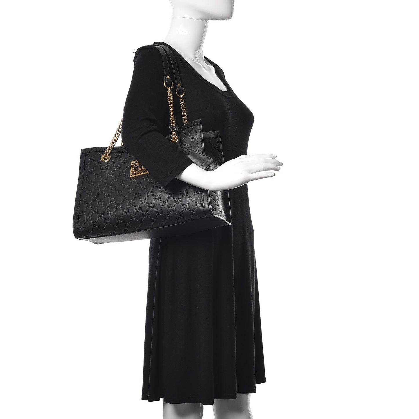 Guccissima Medium Padlock Tote Black