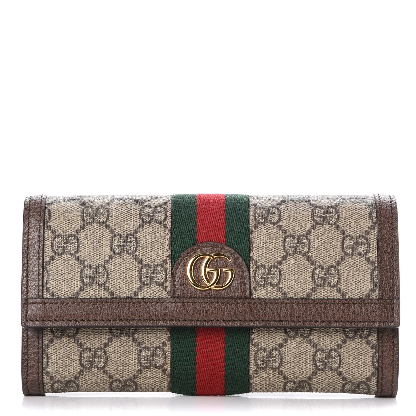 GG Supreme Monogram Web Ophidia Continental Wallet Brown
