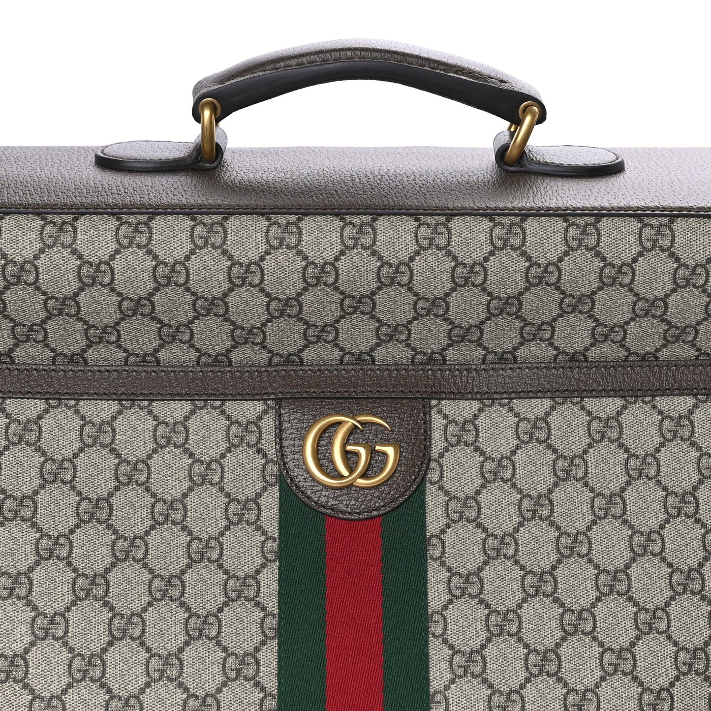 GG Supreme Monogram Textured Dollar Calfskin Web Ophidia Savoy Garment Bag Beige Ebony New Acero