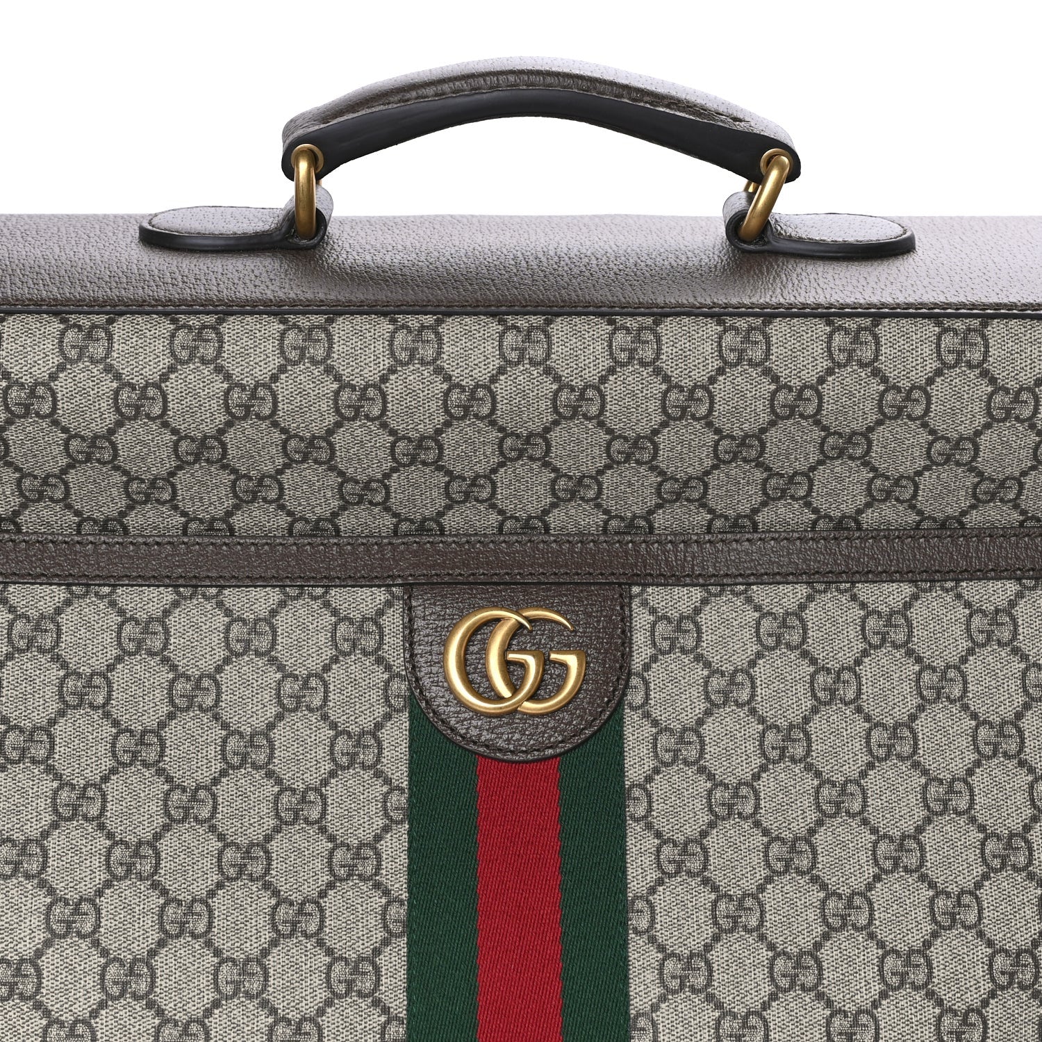 Gucci GG Supreme Monogram Textured Dollar Calfskin Web Ophidia Savoy Garment Bag Beige Ebony New Acero 6 of 7