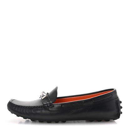 Hermes Supple Calfskin Mens Irving Driving Moccasin Loafers 37 Black 1 of 7