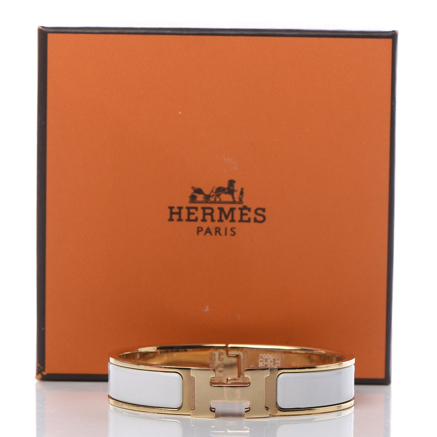 Enamel Narrow Clic Clac H Bracelet PM White