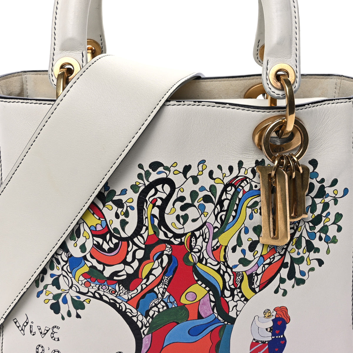 Calfskin Niki De Saint Phalle Medium Supple Lady Dior Off White