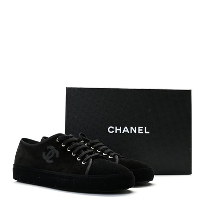 Chanel Velvet Womens CC Sneakers 41 Black 4 of 11