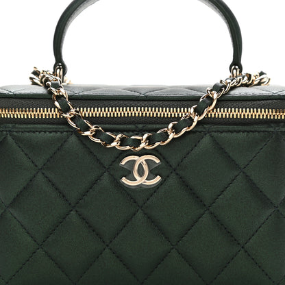Chanel Iridescent Lambskin Quilted Small Top Handle Vanity Case With Chain Green 9 of 11