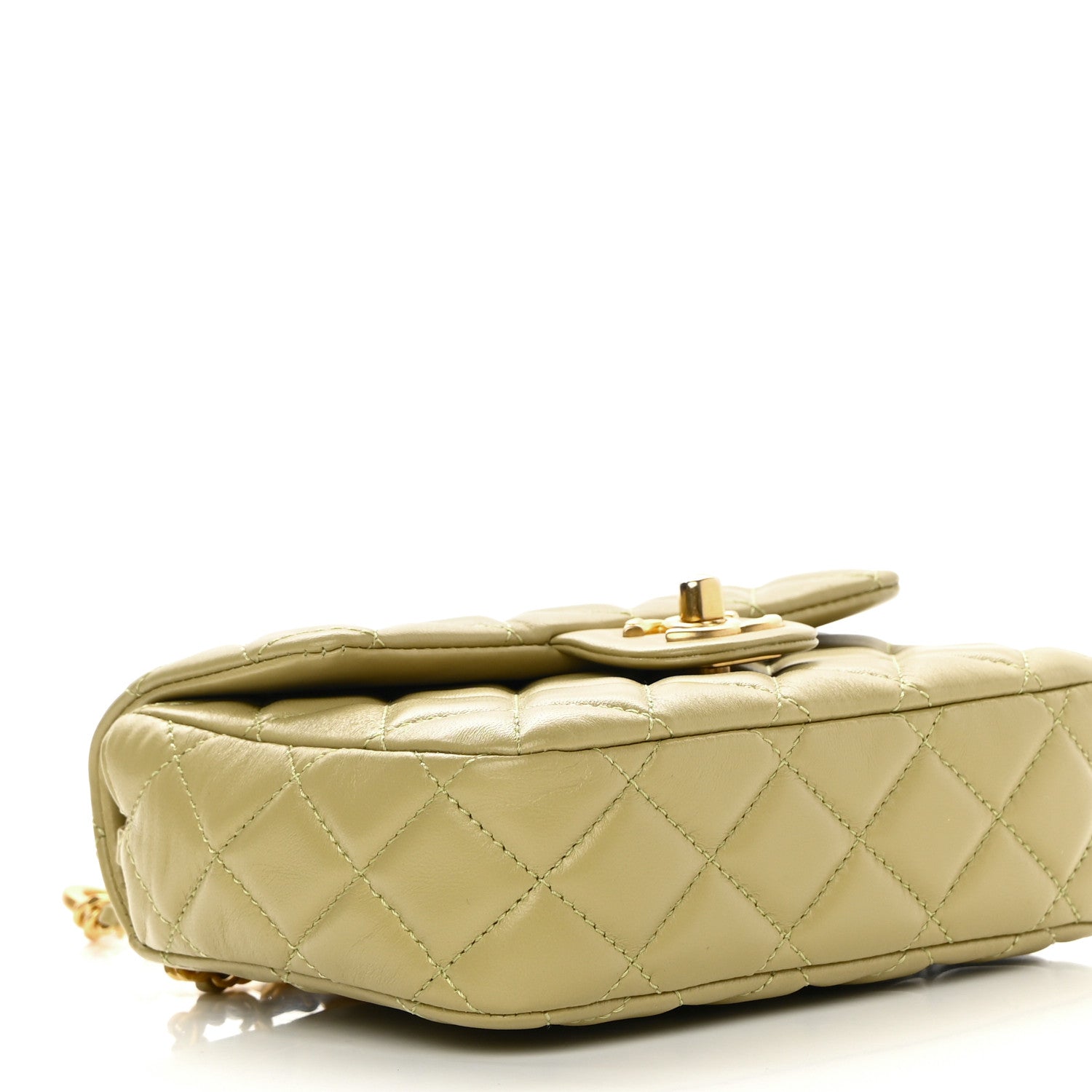 Chanel Lambskin Enamel Quilted Mini Coco Hearts Square Flap Light Green 4 of 13
