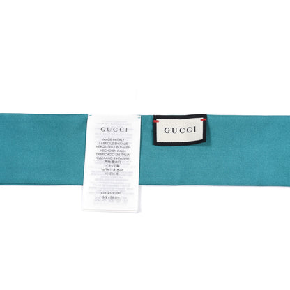Gucci Silk Twill Gasmique Neck Bow Scarf Turquoise Blue 2 of 4