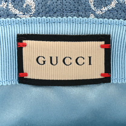 Gucci Canvas Lame GG Monogram Bucket Hat M Light Blue Silver 8 of 10