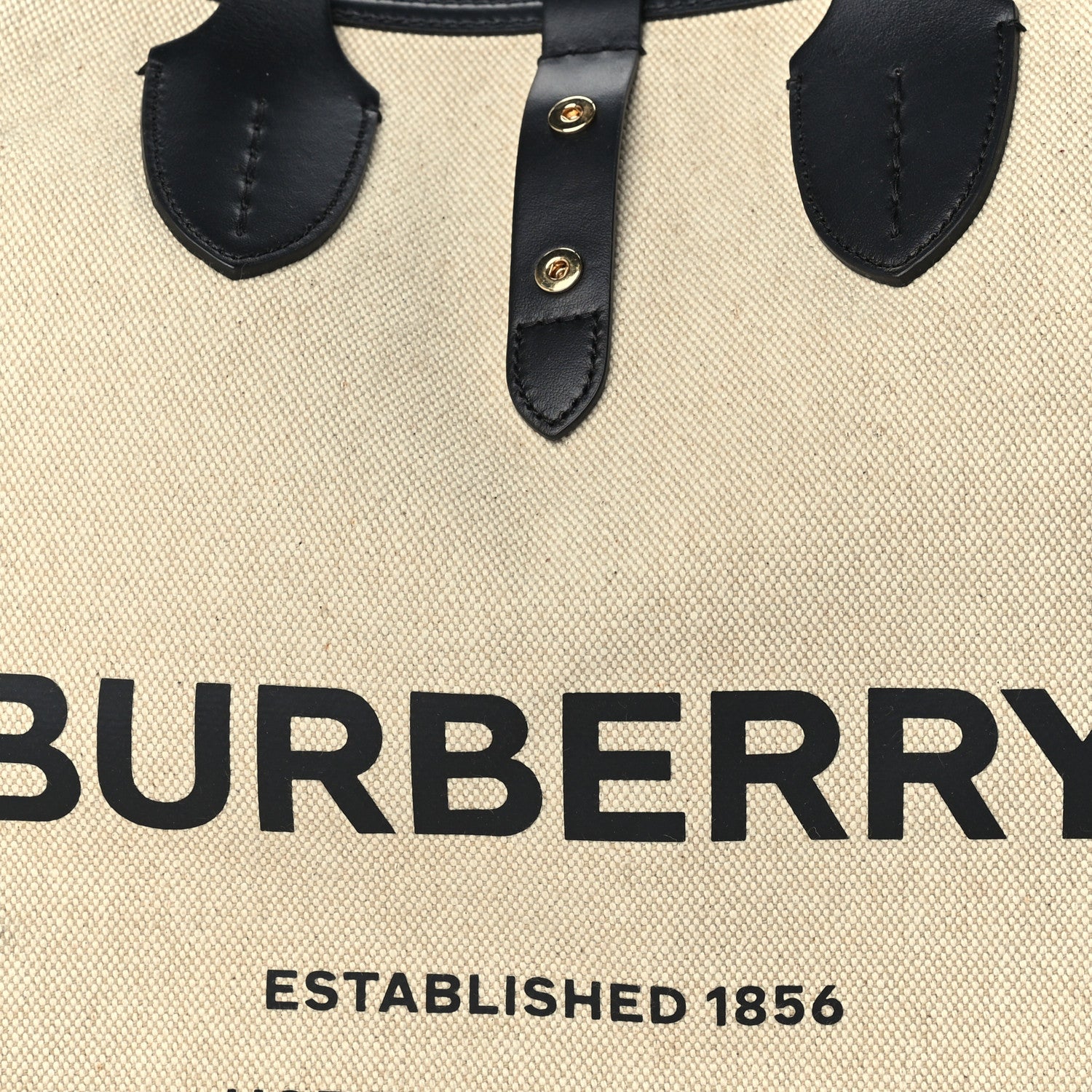 Burberry Cotton Soft Canvas Calfskin Medium Belt Tote Natural Black 6 of 8