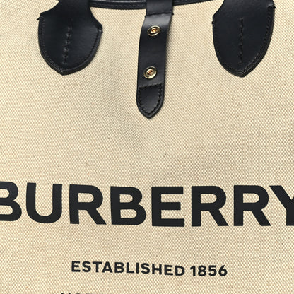 Burberry Cotton Soft Canvas Calfskin Medium Belt Tote Natural Black 6 of 8