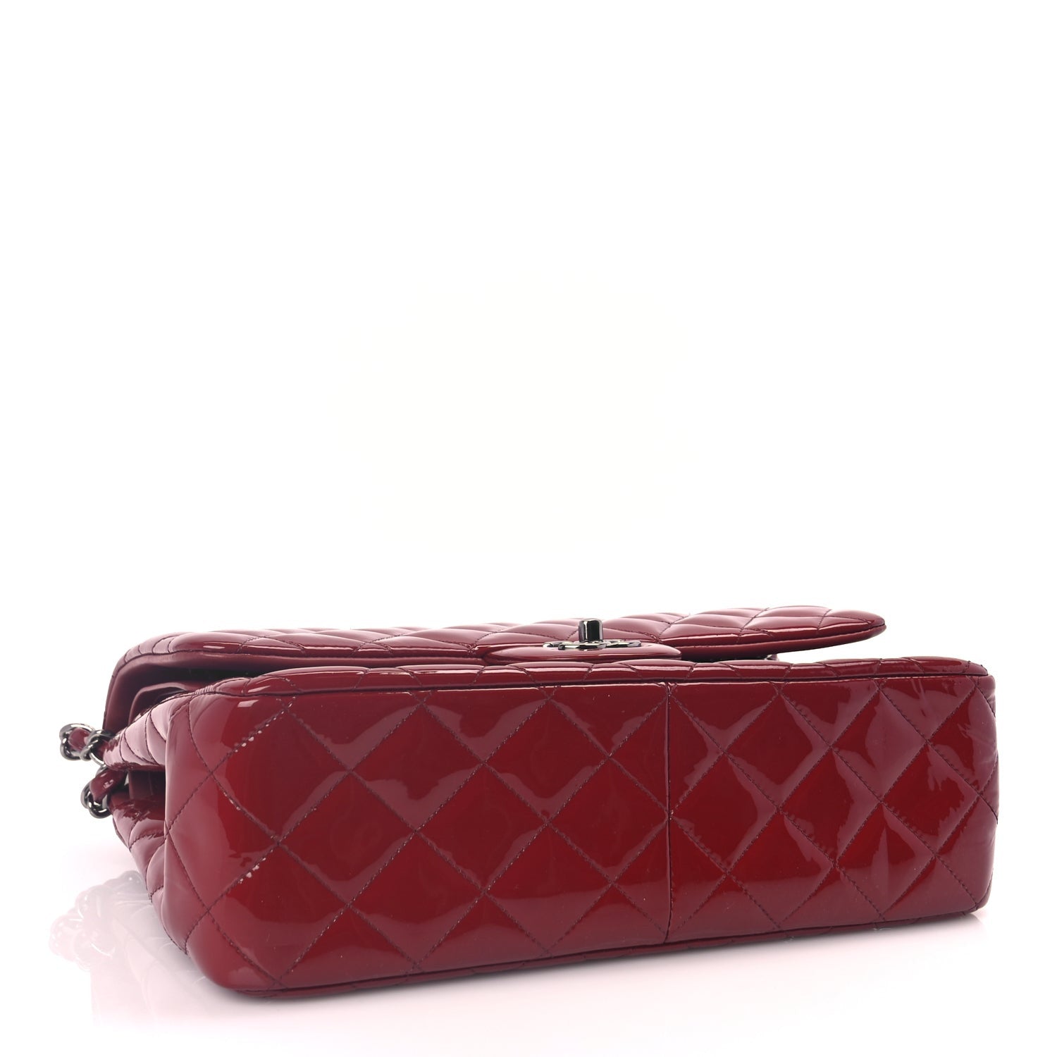 Chanel Patent Quilted Jumbo Double Flap Dark Red 3 of 9