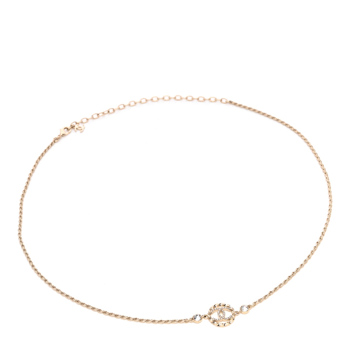 Metal Crystal CC Chain Belt Gold