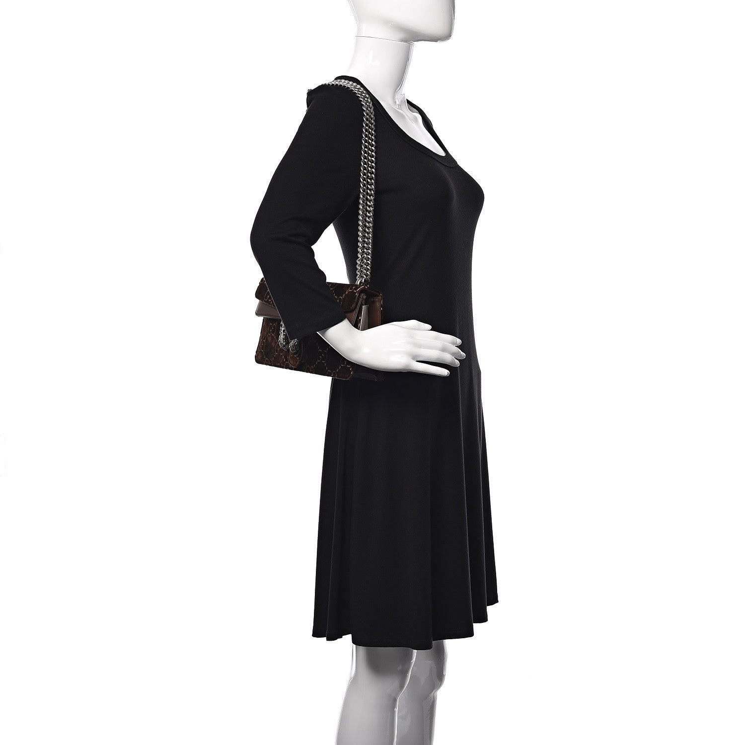 Gucci Velvet Moon Calfskin Crystal GG Monogram Small Dionysus Shoulder Bag Brown Vintage Cocoa Black Diamond 2 of 10