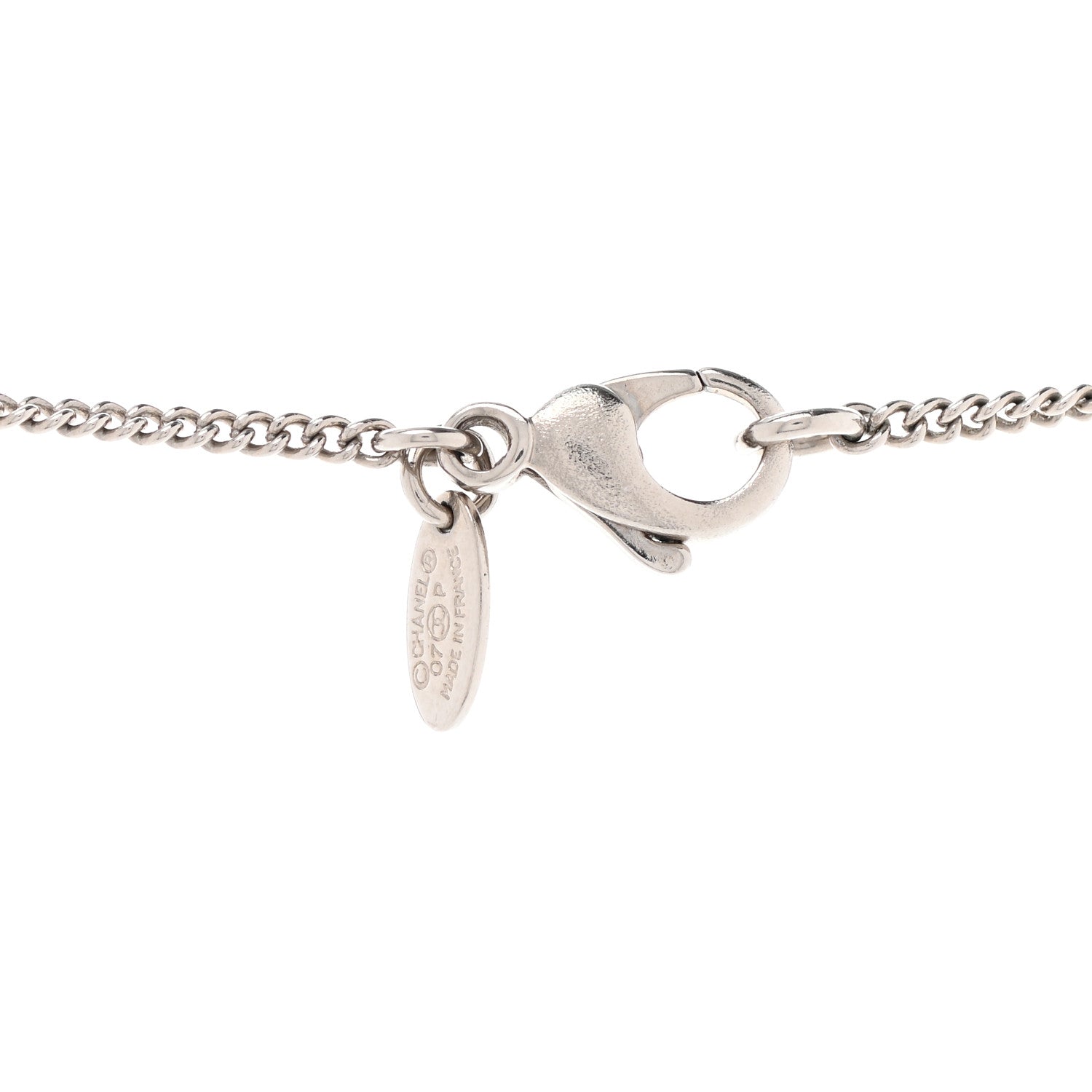 Chanel CC Medallion Pendant Necklace Silver 5 of 6