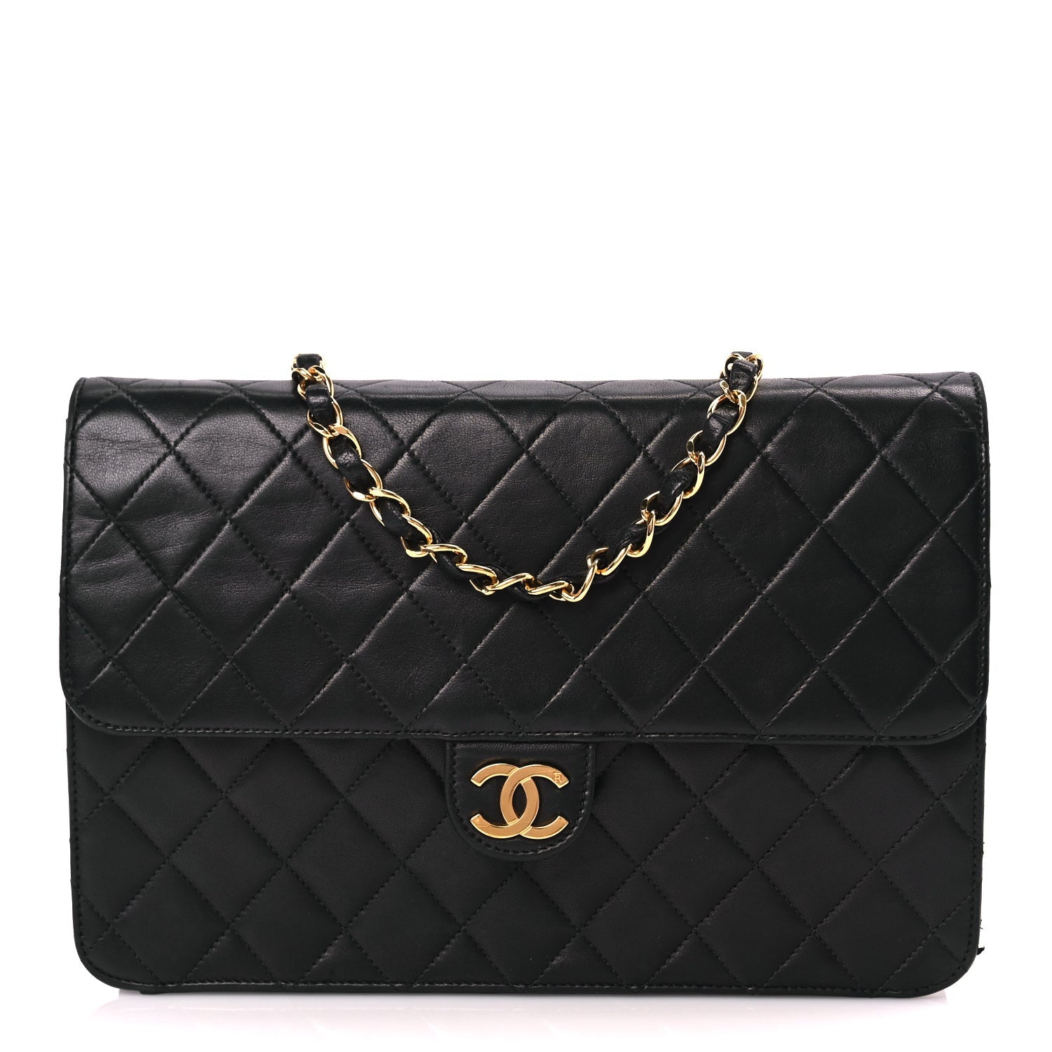 Chanel Lambskin Quilted Medium Single Flap Black 1 of 9
