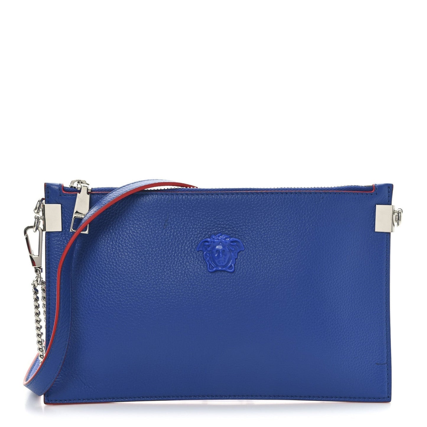 Calfskin Medusa Crossbody Flat Pouch Blue