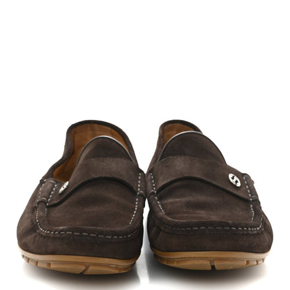 Gucci Suede Mens InterLocking G Driver Loafers 8 Cocoa 3 of 7