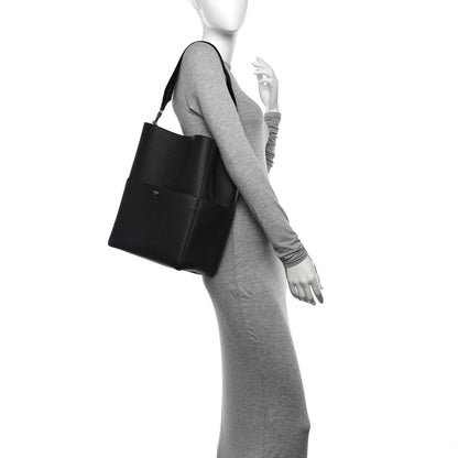 Celine Soft Grained Calfskin Sangle Bucket Bag Black 2 of 13
