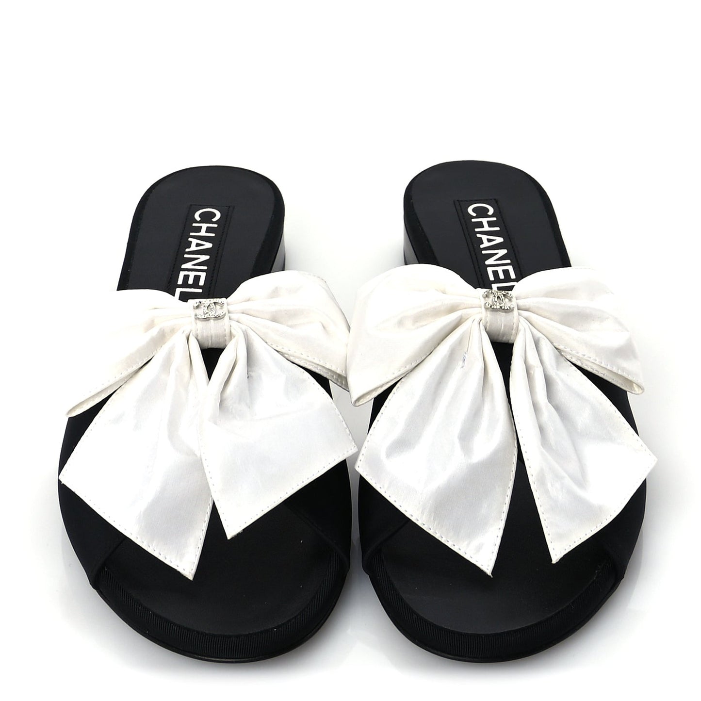 Silk Bow CC Mules 37  Black White