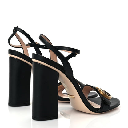 Gucci Lifford Calfskin GG Marmont Ankle Wrap 105mm Sandals Black 4 of 9