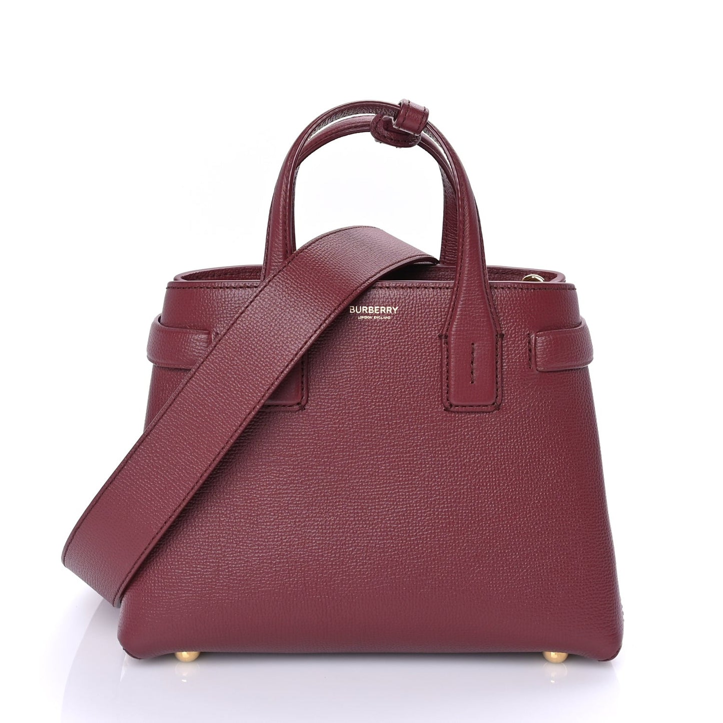 Grainy Calfskin House Check Small Banner Tote Crimson