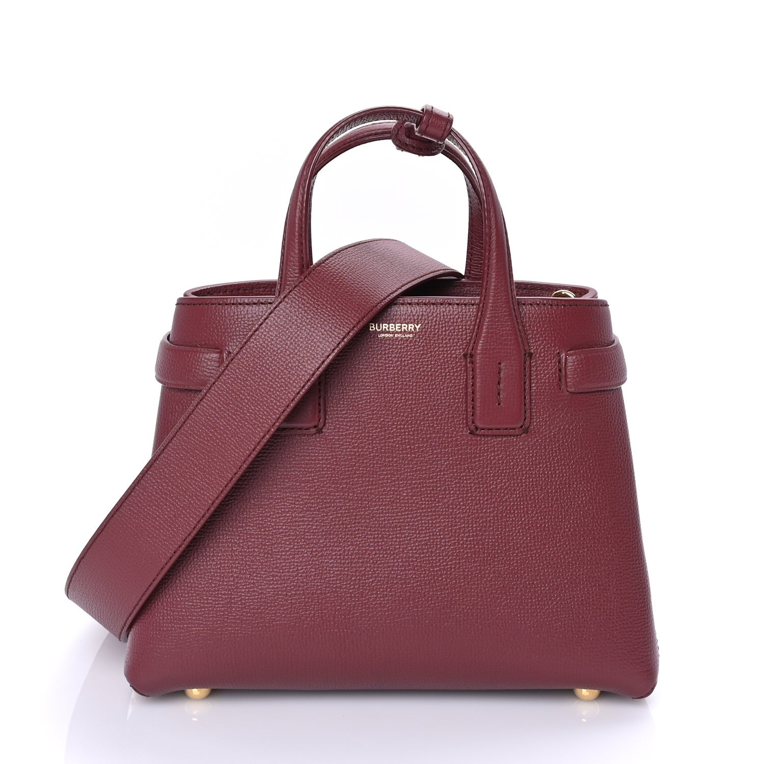 Burberry Grainy Calfskin House Check Small Banner Tote Crimson 1 of 7