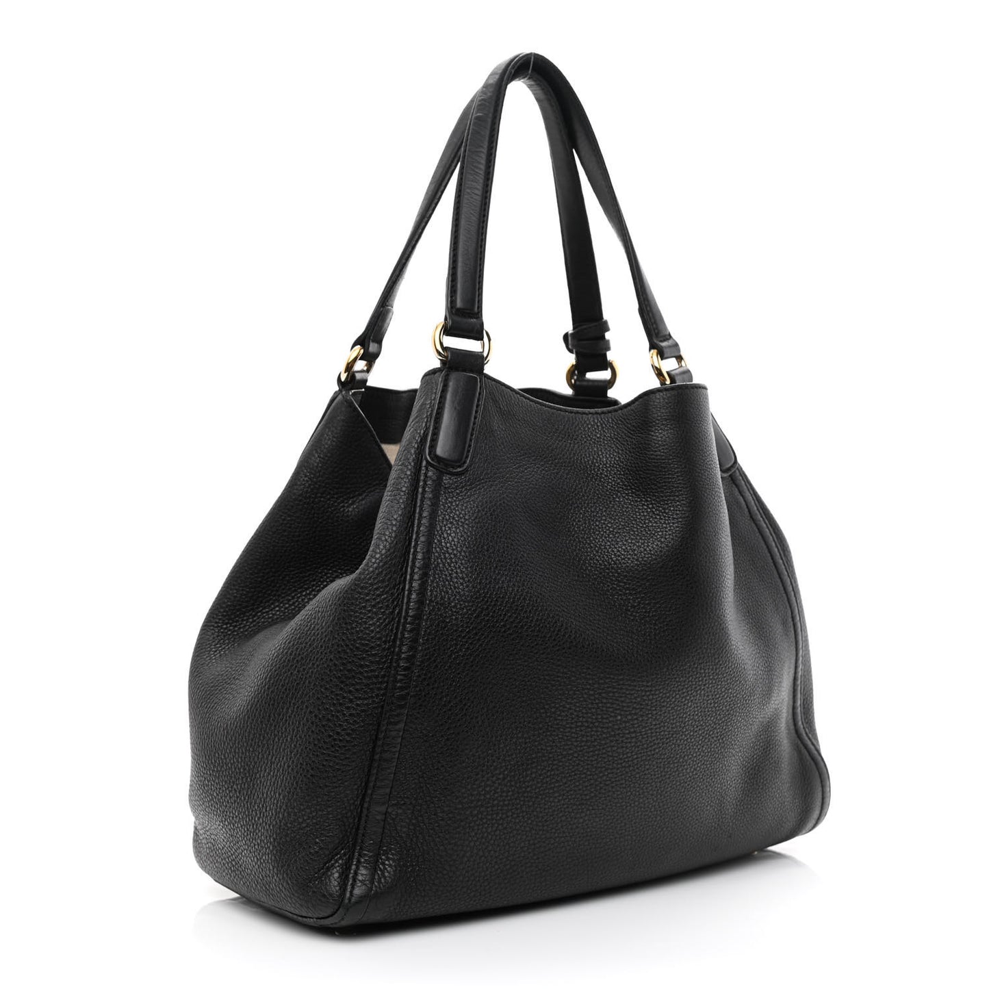 Pebbled Calfskin Medium Soho Shoulder Bag Black