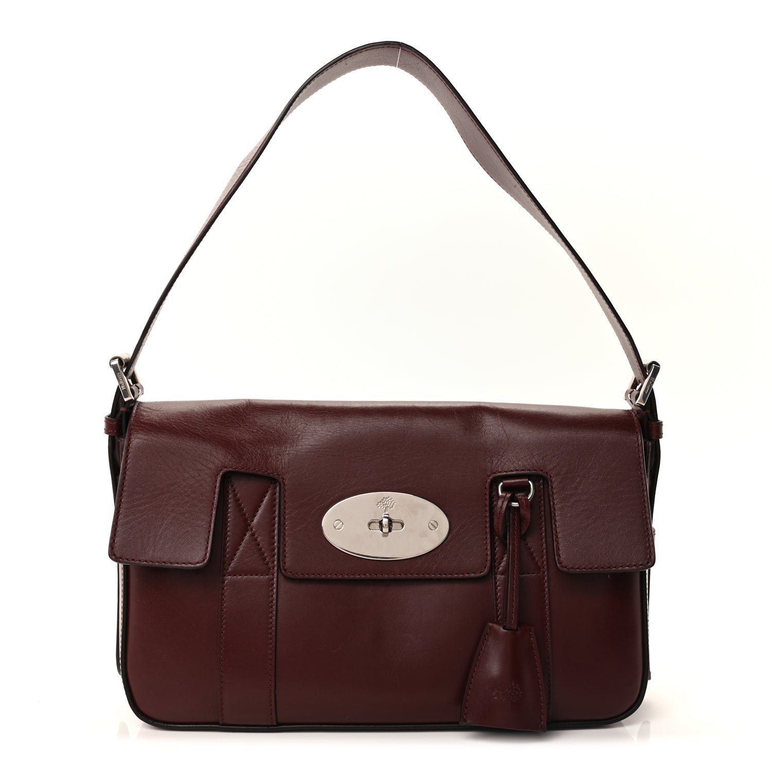 Mulberry Shiny Smooth Calfskin East West Bayswater  Black Cherry 1 of 8