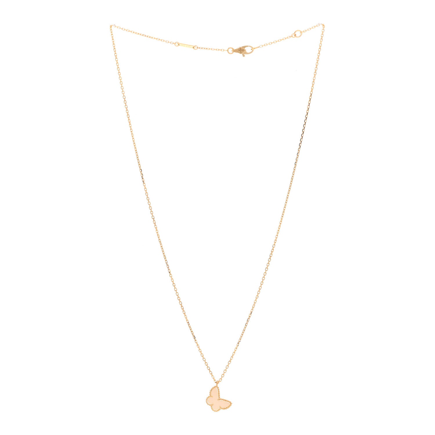 Van Cleef & Arpels 18K Yellow Gold Mother of Pearl Sweet Alhambra Butterfly Pendant Necklace 3 of 6