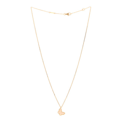 Van Cleef & Arpels 18K Yellow Gold Mother of Pearl Sweet Alhambra Butterfly Pendant Necklace 3 of 6