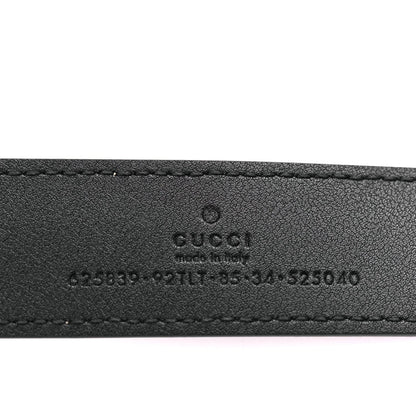 Gucci G Supreme Monogram Matte Plutone Calfskin Double G 30mm Belt 85 Beige Ebony Black 4 of 5
