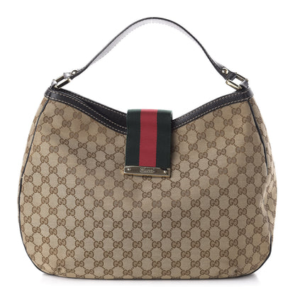 Gucci Monogram Large New Ladies Web Hobo Dark Brown 1 of 11