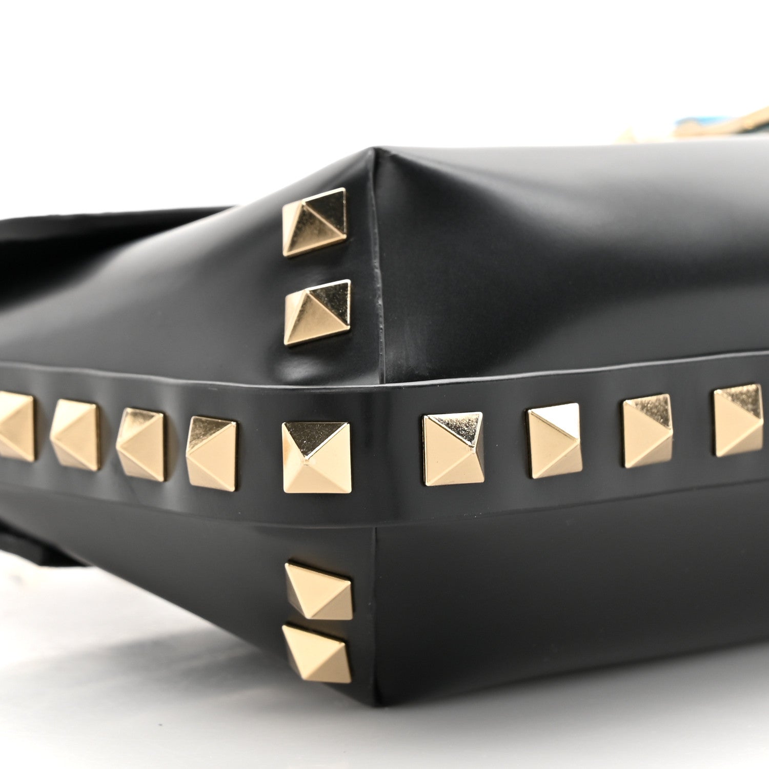 Valentino Garavani Brushed Calfskin Rockstud Flip Lock Chain Shoulder Bag Black 9 of 15