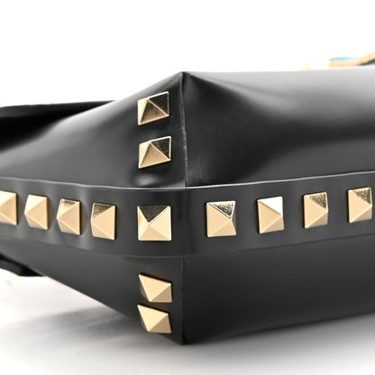 Valentino Garavani Brushed Calfskin Rockstud Flip Lock Chain Shoulder Bag Black 9 of 15