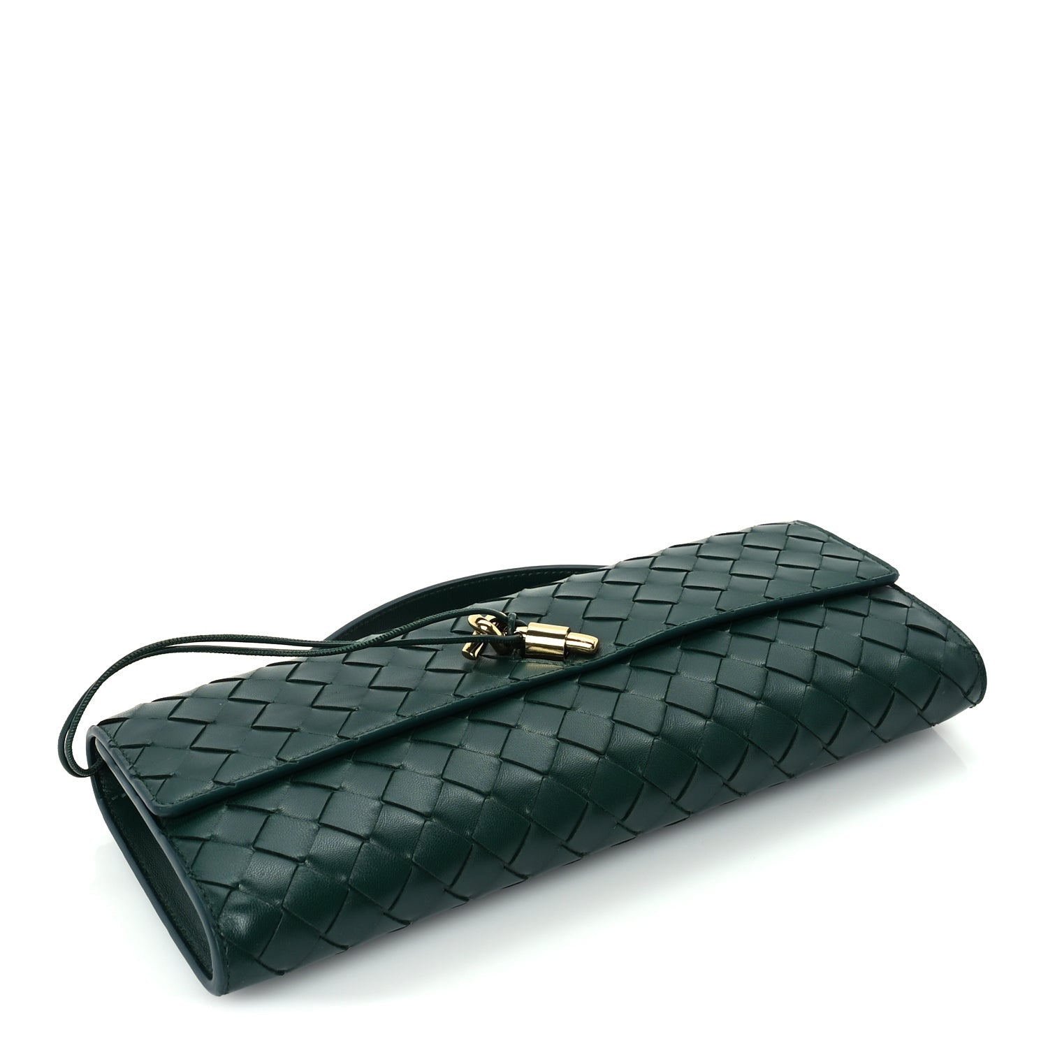 Bottega Veneta Nappa Intrecciato Long Andiamo Top Handle Clutch  Emerald Green 3 of 8