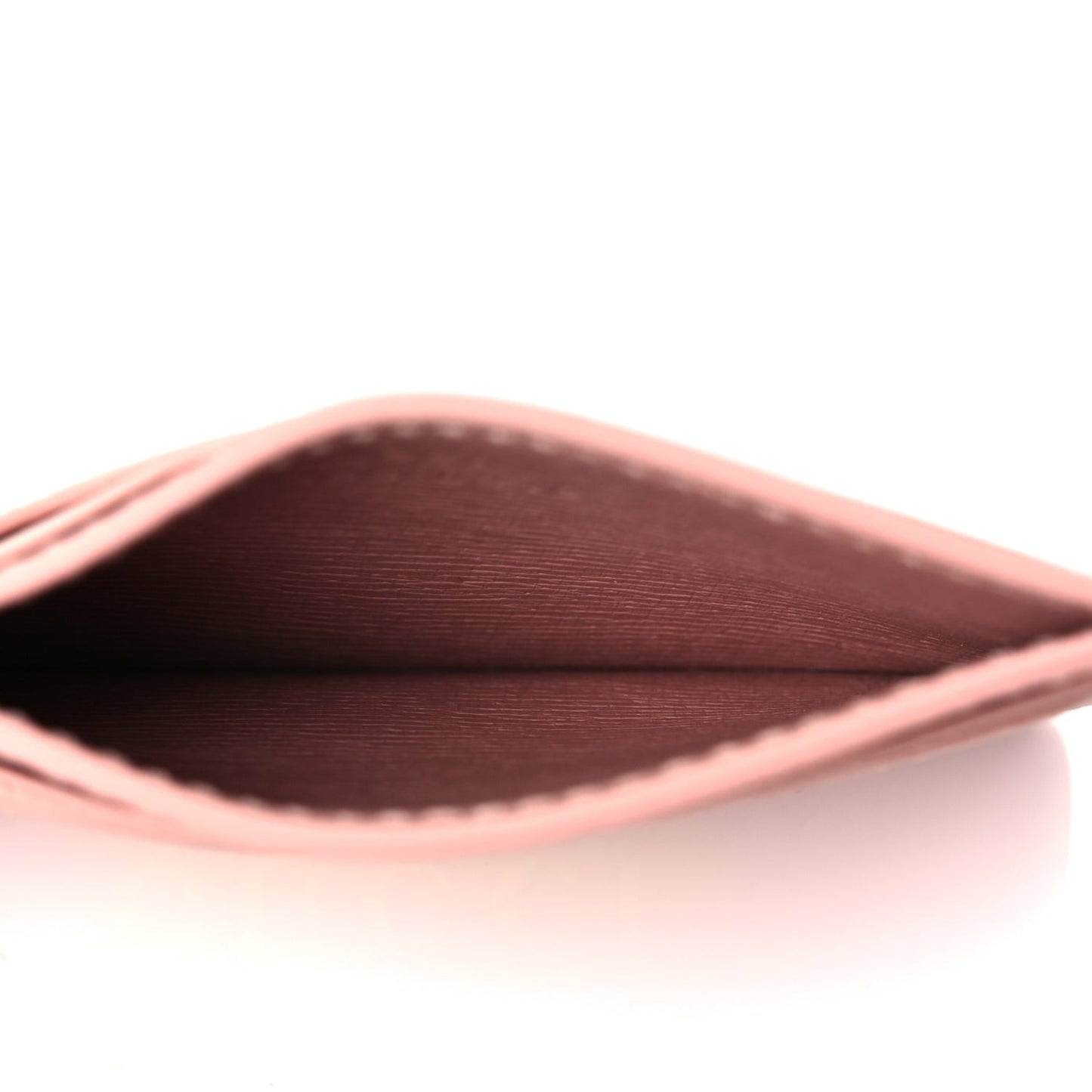 Calfskin Script Card Holder Light Pink
